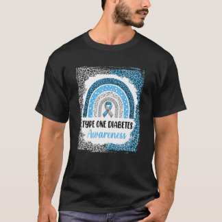 Typ 1 Diabetes Bewusstsein gebleicht Rainbow Leopa T-Shirt