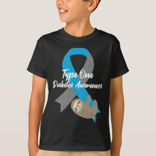 Typ 1 Diabetes Bewusstsein Spaß Sloth und Ribbon T T-Shirt