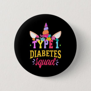 Typ-1-Diabetes-Bewusstsein T1d Squad Einhorn Regen Button