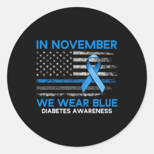 Typ 1 Diabetes-Bewusstsein US-Flagge Blue Ri Runder Aufkleber