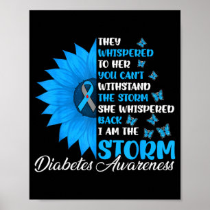Typ-1-Diabetes-Bewusstseins-Krieger blau-graues Ba Poster