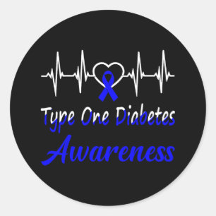 Typ 1 Diabetes Diabetiker T1d Aufklärung Herzschla Runder Aufkleber