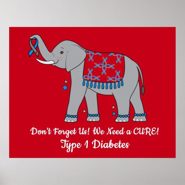 Typ 1 Diabetes Elefant of Awareness and Hope Poster (Vorne)