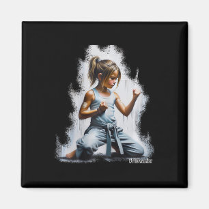 Typ 1 Diabetes Karate Warrior Girl trägt Magnet