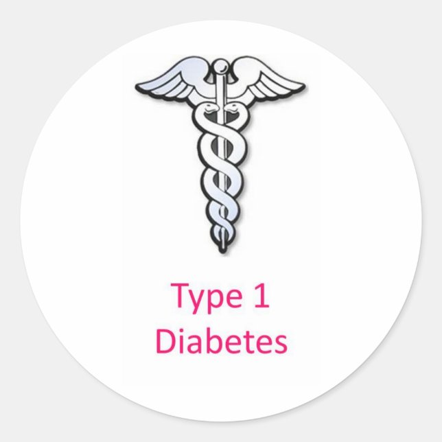 Typ 1 Diabetes rosa Runder Aufkleber (Vorderseite)