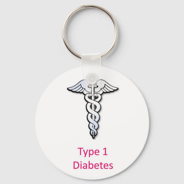 Typ 1 Diabetes rosa Schlüsselanhänger (Vorderseite)