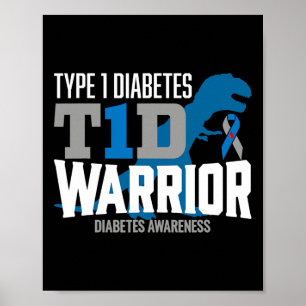 Typ-1-Diabetes T-Rex T1d Krieger Diabetes-Bewussts Poster