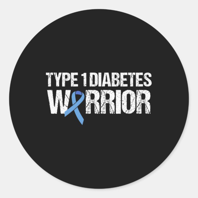 Typ 1 Diabetes Warrior Runder Aufkleber (Vorderseite)