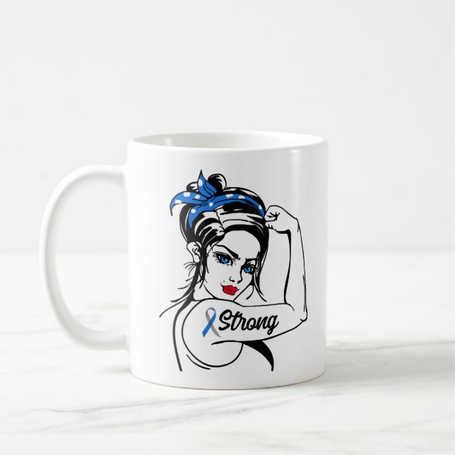 Typ 1 Diabetesbewusstsein starke Rosie-Mama Kaffeetasse (Links)
