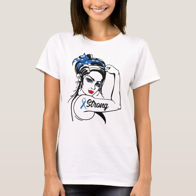 Typ 1 Diabetesbewusstsein starke Rosie-Mama T-Shirt (Vorderseite)