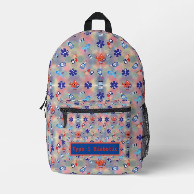 Typ 1 Diabetikerfarben Bedruckter Rucksack (Vorderseite)
