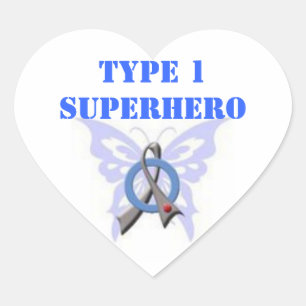 Typ 1 Superhero Heart Shaped Stickers