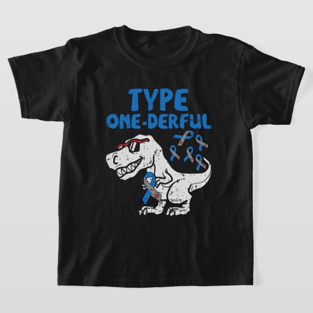 Typ 1Derful Diabetes Awareness Ribbon T1D Dinos T-Shirt (Ablage )