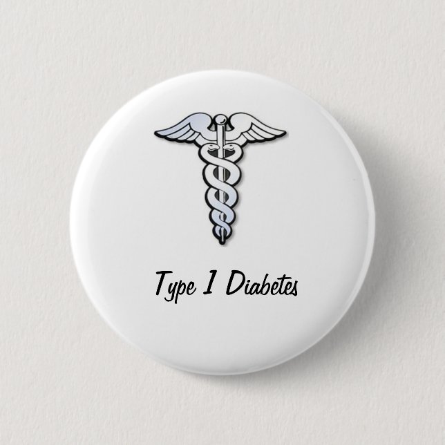 Typ- 1diabetes-Knopf-Abzeichen - Schwarzes Button (Vorderseite)