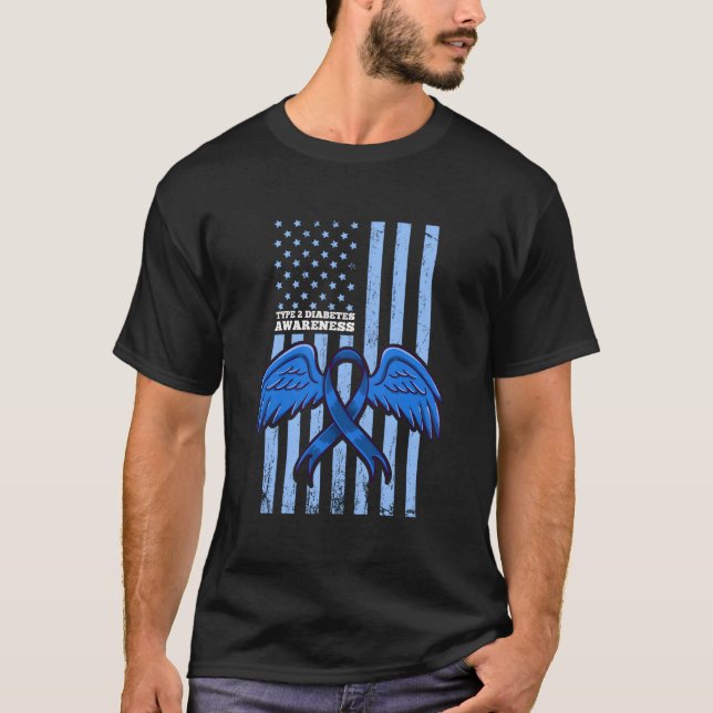 Typ 2 Diabetes Awareness Ribbon Flag T2D Awarenes T-Shirt (Vorderseite)