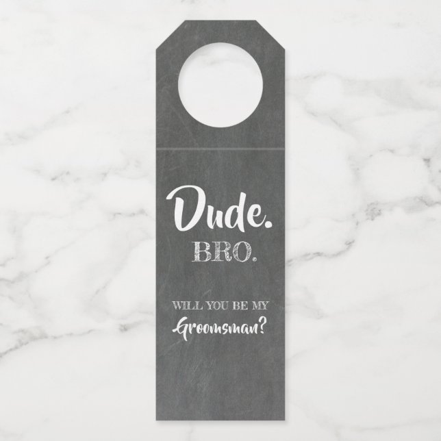 Typ Bro - Vorschlag für lustige Trauzeugen Flaschenanhänger (Vorderseite)