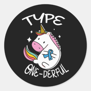 Typ-Einhorn für Diabetes Runder Aufkleber