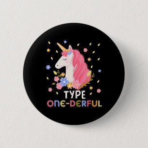 Typ Eins-dervolles Einhorn Lustiger Diabetiker Typ Button