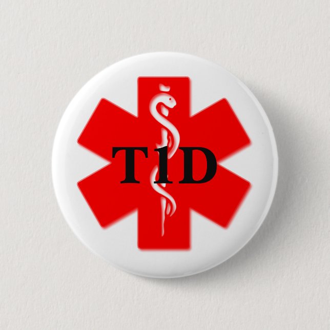 Typ- einsdiabetes-medizinisches wachsames Button (Vorderseite)