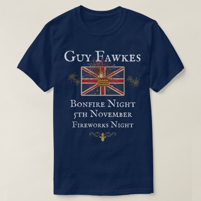 TYP FAWKES BRITISH UNION JACK FLAG, FIREWORTEINHEI T-Shirt (Design vorne)