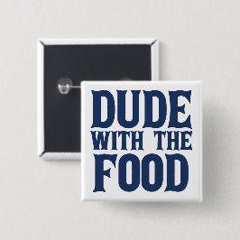 Typ mit Lebensmittelblau Button