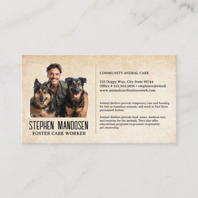 Typ mit zwei Hunden für Haustiere Visitenkarte (Vorderseite)