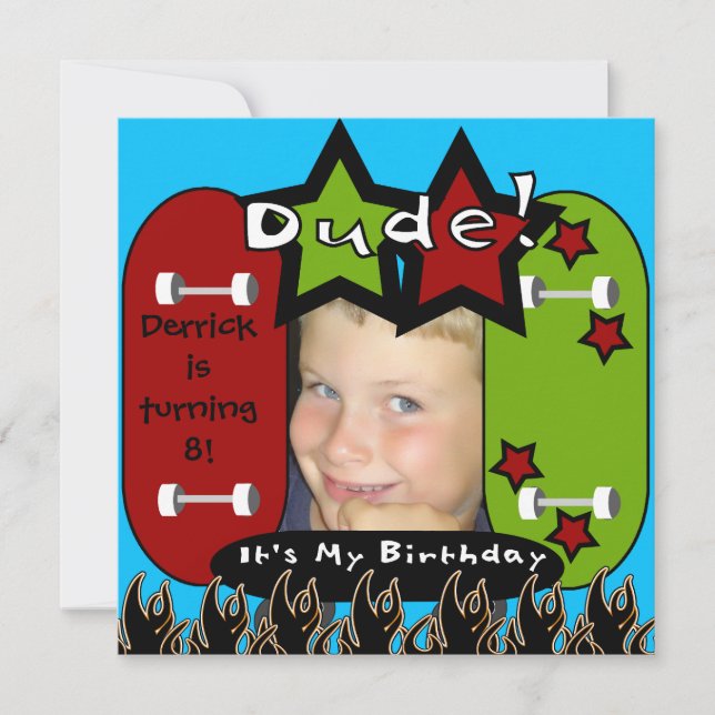 Typ Skateboarding Birthday Einladung (Vorderseite)