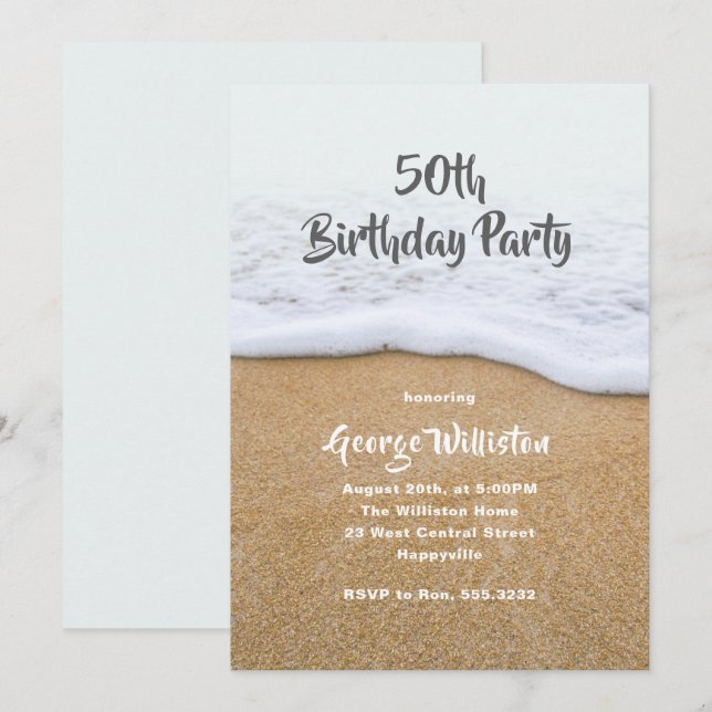 Typ unter dem Motto "Beach Themed Party - Einladun Einladung (Vorne/Hinten)
