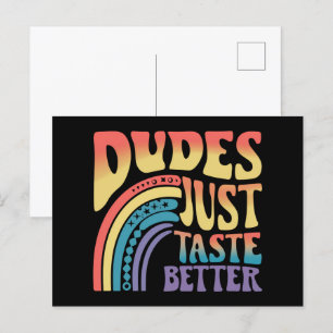 Typen schmecken einfach besser Regenbogen Schwule  Postkarte