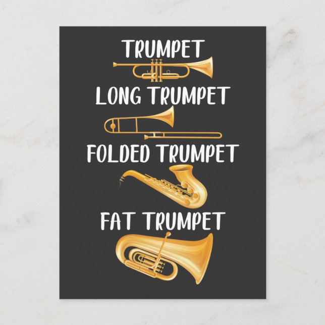 Typen von Trompets Player Music Instrument Musicia Postkarte (Vorderseite)