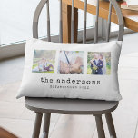 Typenbezeichnung für Schreibmaschine, benutzerdefi Lendenkissen<br><div class="desc">Kissen mit 3 quadratischen Fotos, nebeneinander auf der Vorder- und Rückseite angeordnet, sodass es insgesamt 6 Foto, die Sie durch Ihre eigenen Fotos auf einem weißen Hintergrund ersetzen können. Sie können Ihren Familiennamen auch in einem stilvollen Schriftart für Schreibmaschinen und das etablierte Jahr eingeben. Ideal für Wohngestaltung, Jungvermählte, Familienfeste, etc....</div>