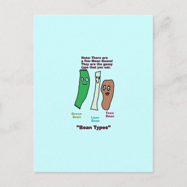 types de haricots Carte postale (Devant)