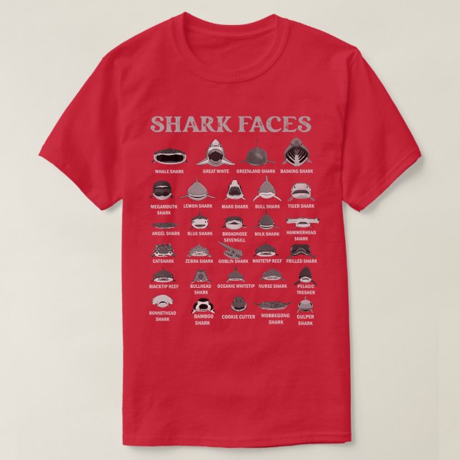 Types Of Shark Faces T-Shirt (Design vorne)