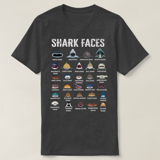 Types Of Shark Faces  T-Shirt (Design vorne)