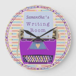 Typewriter Writing Room Personalized Author Große Wanduhr
