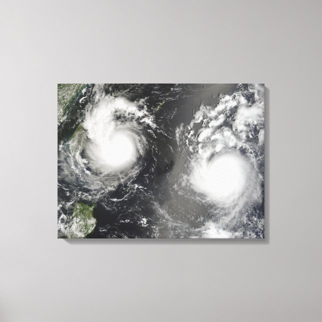 Typhoon Saomai und Tropensturm Bopha Leinwanddruck (Vorderseite)