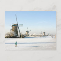 Typisch holländische Eis-Skaten in Kinderdijk Holl