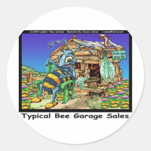 Typische Bienen-Garagenverkäufe Lustige Geschenke Runder Aufkleber