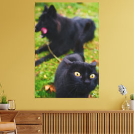 Typische Katzen- und Hundeantike Leinwanddruck