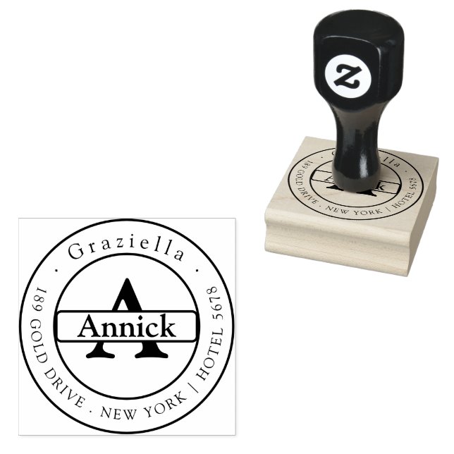 Typische Monogramm-Name-Rücksendeadresse Gummistempel (Stempel)