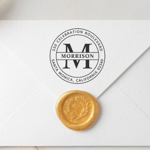 Typische Monogramm-Rücksendeadresse Familienname Gummistempel