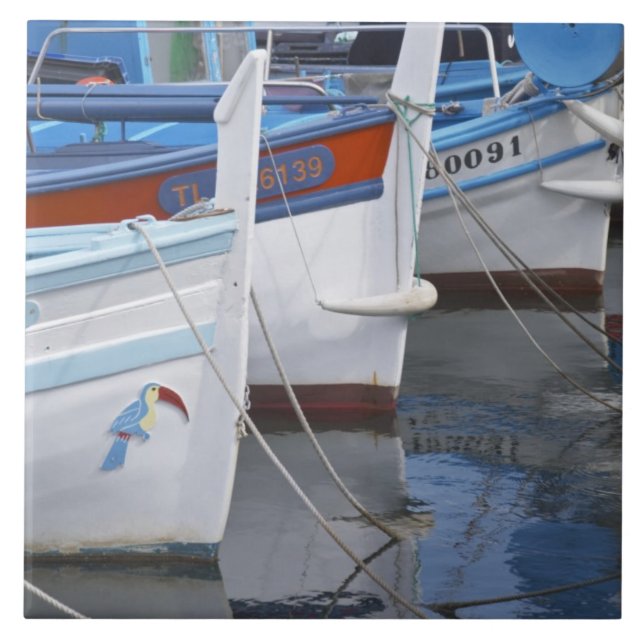 Typische provenzalische Fischerboote in 2 Farben Fliese (Vorderseite)