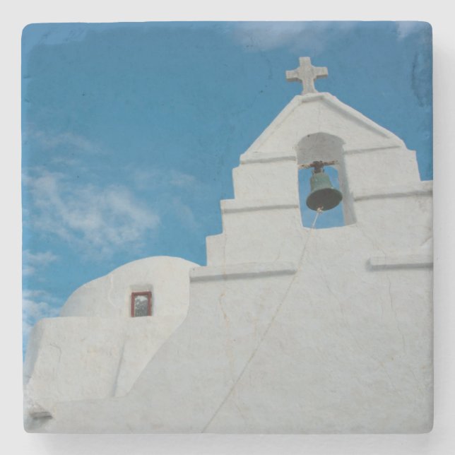 Typische weißgetünchte Kirche Steinuntersetzer (Vorderseite)