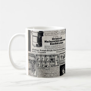 Typische Werbung auf Deutsch in einer neuen europä Kaffeetasse
