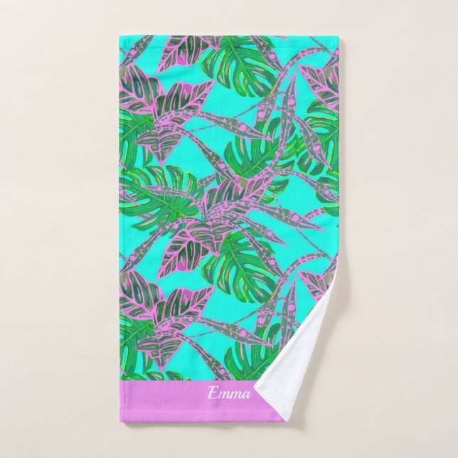 Typischer tropischer grüner Name Moderne Monstera  Handtuch (Handtuch)