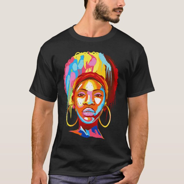 Typisches afrikanisches Headgear Girl BHM T-Shirt (Vorderseite)