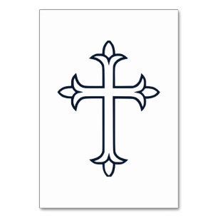 Typisches christliches Kreuz Tischnummer