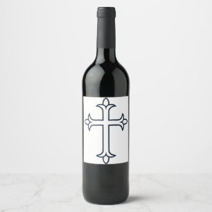 Typisches Christliches Kreuz Weinetikett