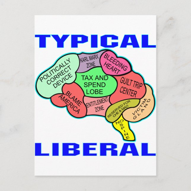 Typisches liberales sozialistisches Gehirn Postkarte (Vorderseite)