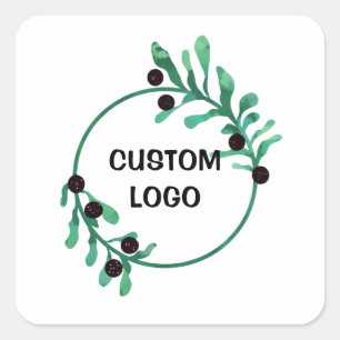 Typisches Logo Blumenschrift Klassischer Rundaufkl Quadratischer Aufkleber